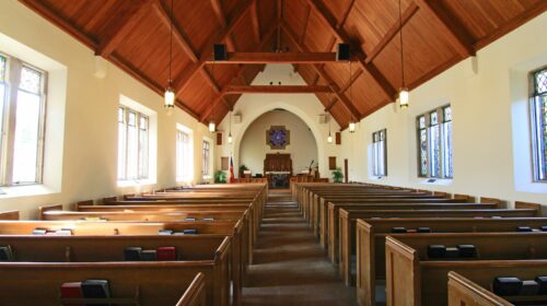 We meet in this stone chapel every year at a conference. The windows stand open allowing the cool morning breeze in. There’s a special feeling being in an old building like this.
